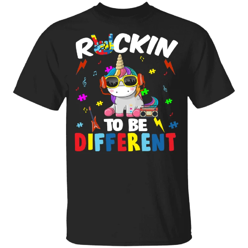 Rockin' To Be Different Tune Unicorn Autism Awareness Gifts Youth T-Shirt Oversized T-Shirt Spandex breathable