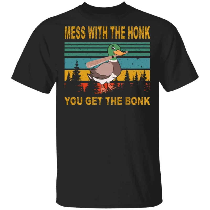 vintage Square Mess With The Honk You Get The Bonk Funny Duck Shirt Matching Baseball Referee Lover Player Gifts T-Shirt Handmade Hand-knitted Hand-woven