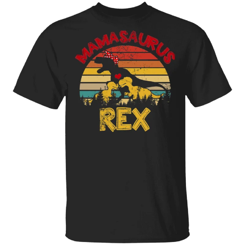 Vintage retro Mamasaurus Rex Funny Dinosaurs T-Rex Lover Matching Mother's Day Women Gifts T-Shirt Fitted T-Shirt Seamless Stretchy