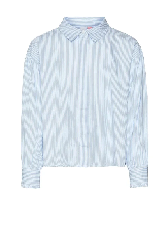 Vero Moda Girl Pinny Long Sleeve Stripe Shirt, Blue Modern Contemporary Chic