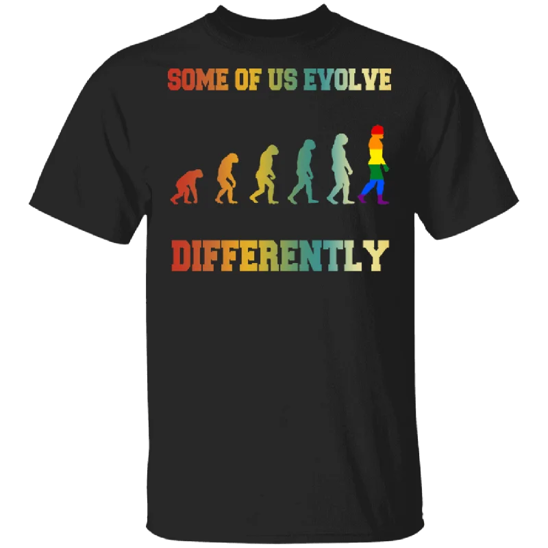 Some Of Us Evolve Differently Gay Evolution Cute Pride LGBT Flag Gay Lesbian Gifts T-Shirt Lace Blend Ribbed Blend Corduroy Blend