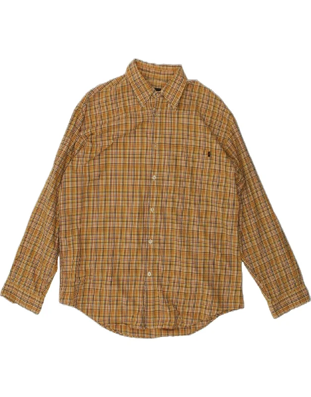 MARLBORO CLASSICS Mens Shirt 2XL Brown Check Cotton Hooded Caped Shawl Collar