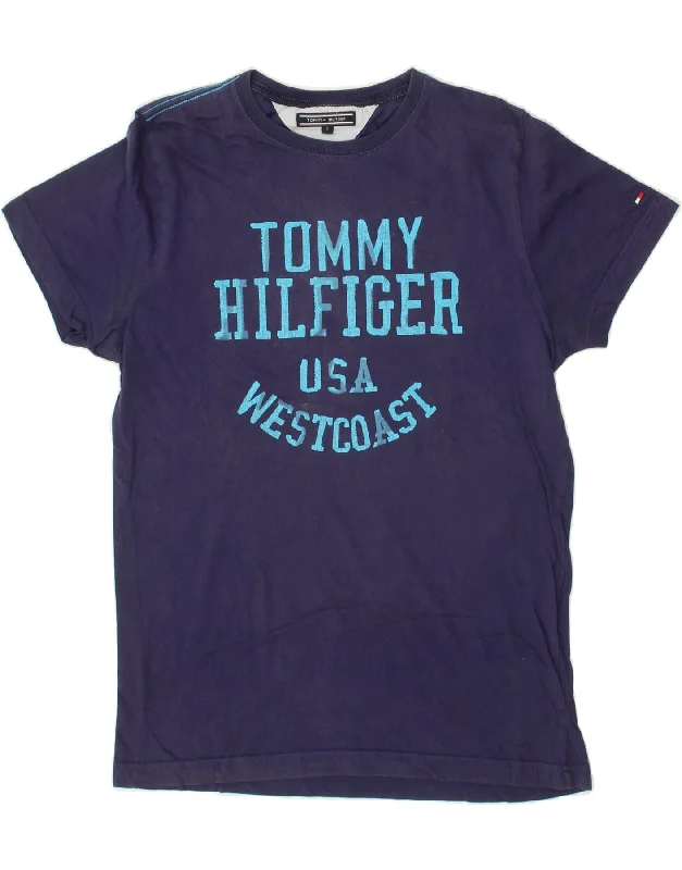 TOMMY HILFIGER Mens Graphic T-Shirt Top Small Blue Polka Dot Checkered Tartan
