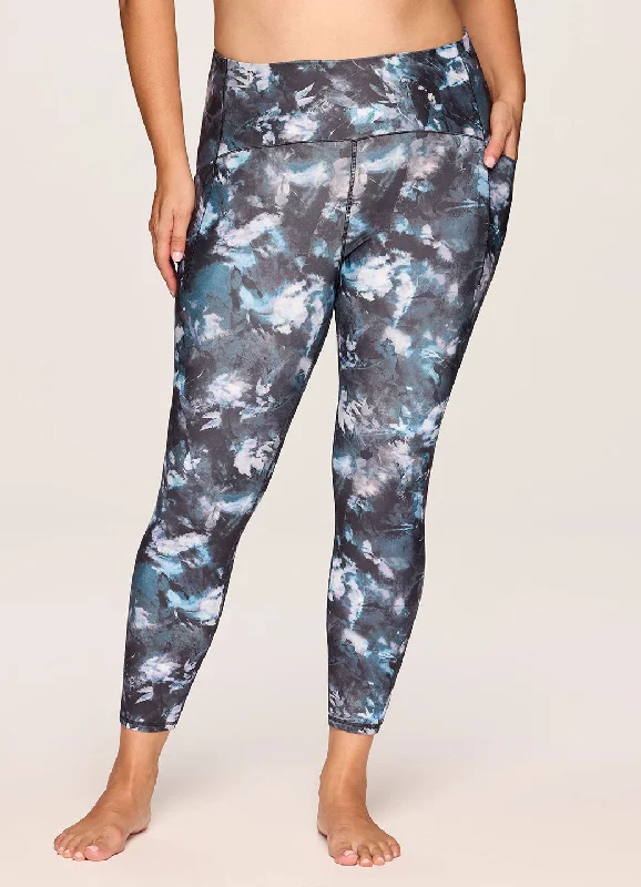 Plus Abstract Blooms Tech Flex Legging Stylish Pockets Active Leggings