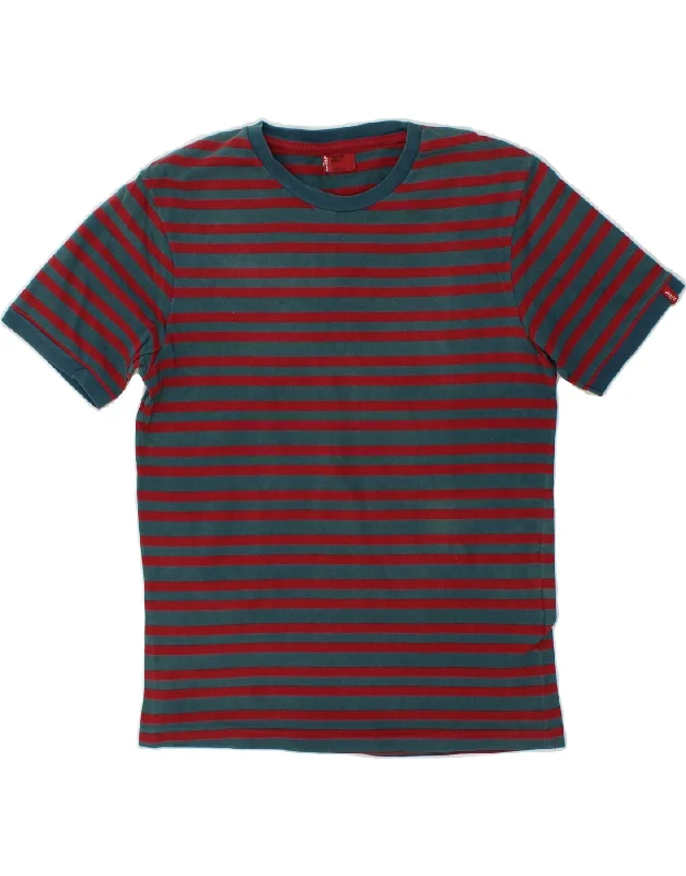LEVI'S Mens T-Shirt Top Small Red Striped Cotton Real Fur Shearling Chenille
