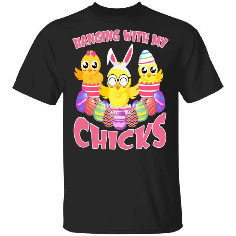 Hanging With My Chicks Funny Bunny  Lover Easter Day Gifts T-Shirt Zippered Front Buttoned Front Snap Front