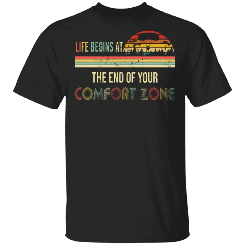 Vintage Evolution Life Begins At The End Of Your Comfort Zone Parachute Man Pilot Gifts T-Shirt Lace Blend Ribbed Blend Corduroy Blend