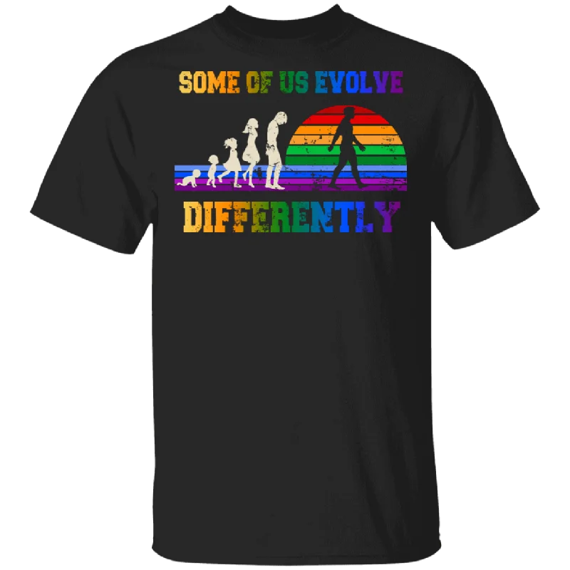 Vintage Some Of Us Evolve Differently Gay Evolution Cute Pride LGBT Flag Gay Lesbian Gifts T-Shirt Satin Blend Silk Blend Wool Blend
