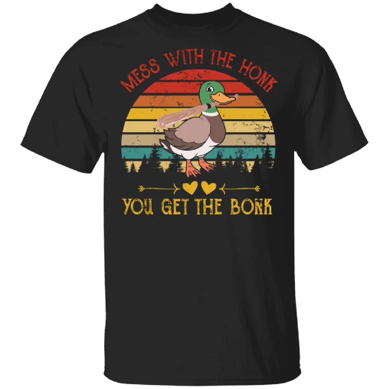 Vintage Retro Mess With The Honk You Get The Bonk Funny Duck Shirt Matching Baseball Referee Lover Player Gifts T-Shirt Anti-Shrink Durable Soft