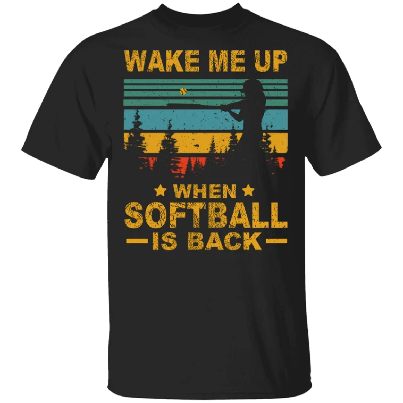 Vintage Square Wake Me Up When Softball Is Back Funny Softball Shirt Matching Softball Player Lover Gifts T-Shirt Chenille Blend Fleece Blend Nylon Blend