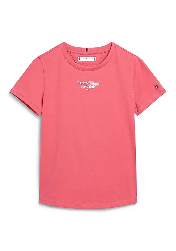 Tommy Hilfiger Girls New York Graphic T-Shirt, Washed Crimson Anti-Pilling Machine Wash Handmade