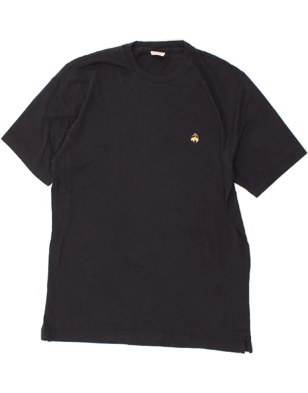 BROOKS BROTHERS Mens T-Shirt Top Medium Navy Blue Cotton Cotton Fabric Linen Fabric Terry Fabric