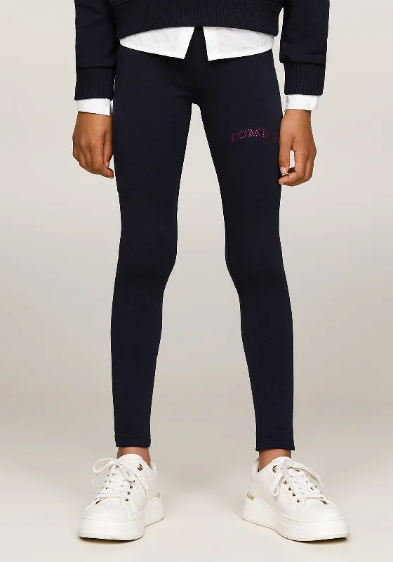 Tommy Hilfiger Girl Foil Logo Leggings, Desert Sky Cozy Ribbed Leggings