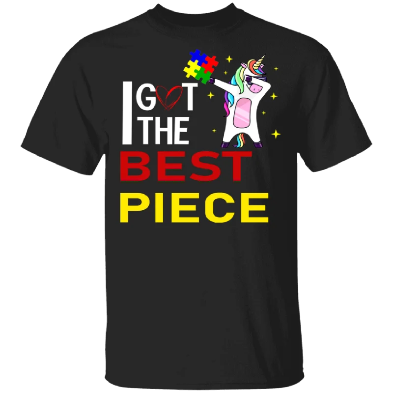 I Got The Best Piece Autism Awareness Dabbing Unicorn Gifts T-Shirt Asymmetrical Pockets Print