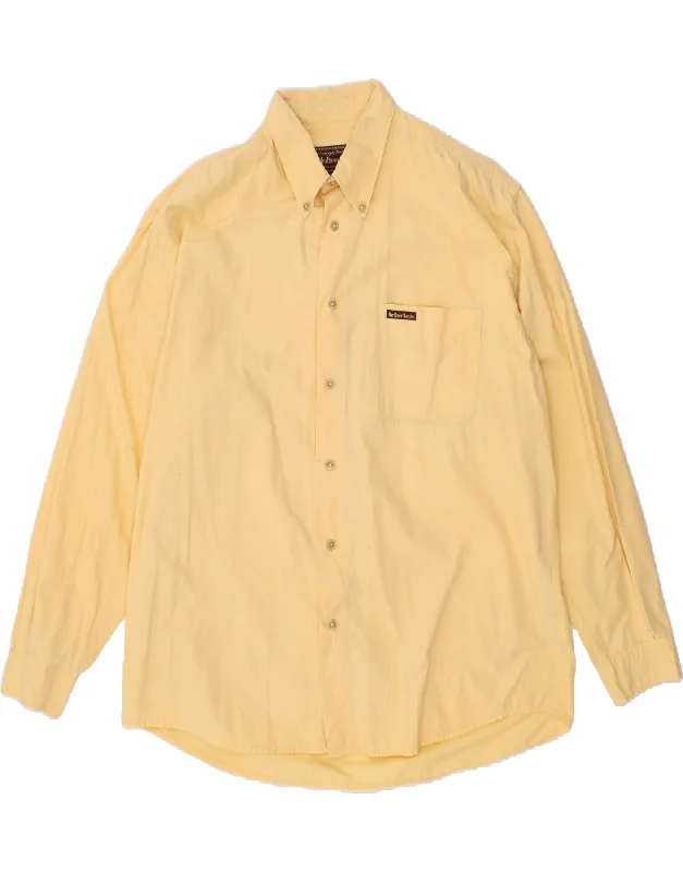 MARLBORO CLASSICS Mens Shirt XL Yellow Cotton Wool Fabric Cashmere Fabric Tweed Fabric