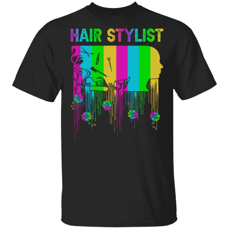 Colorful Hair Stylist Funny Hair Stylist Shirt Matching Hair Dresser Barber Profession Hair Stylist Hair Salon Owner Gifts T-Shirt Chenille Blend Fleece Blend Nylon Blend