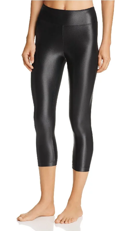 High Rise Capri Lustrous Leggings In Black Trendy Tie-Dye Leggings