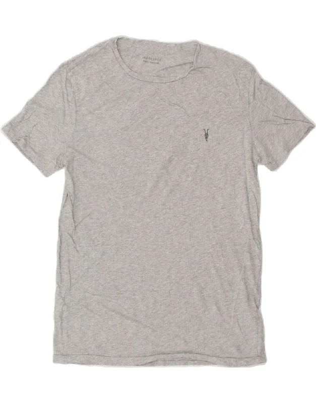 ALL SAINTS Mens T-Shirt Top Small Grey Collared Crew Neck Turtle Neck