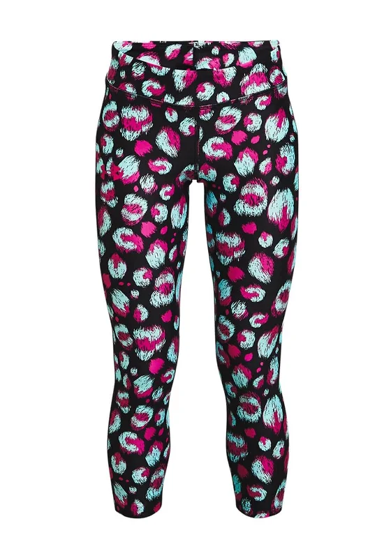 Under Amour Girls Print Ankle Cropped Leggings, Black Multi Stylish Patterned Active Leggings