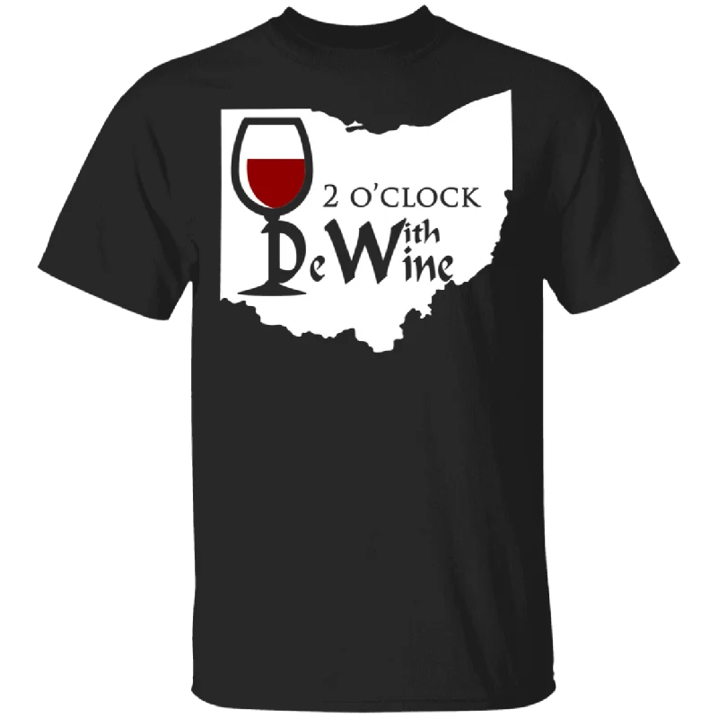 2 O'clock Wine With Dewine Funny Red Wine Shirt Matching Men Women Gifts T-Shirt Print Jacquard Patchwork
