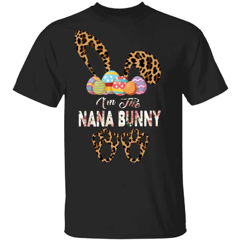 I'm The Nana Bunny Cute Bunny Leopard Eggs Easter Day Gift T-Shirt Beaded Sequined Faux Fur