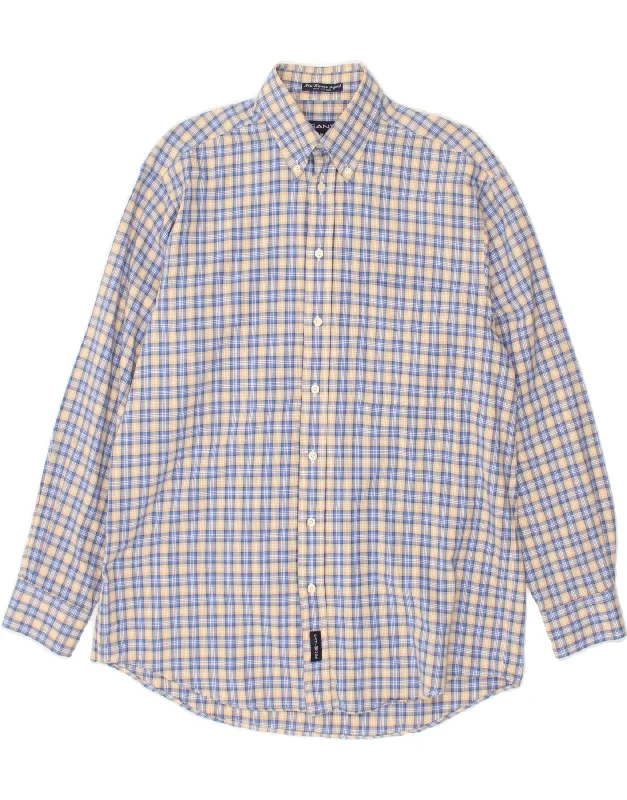 GANT Mens Shirt Medium Blue Check Cotton Fashionable Trendy Casual