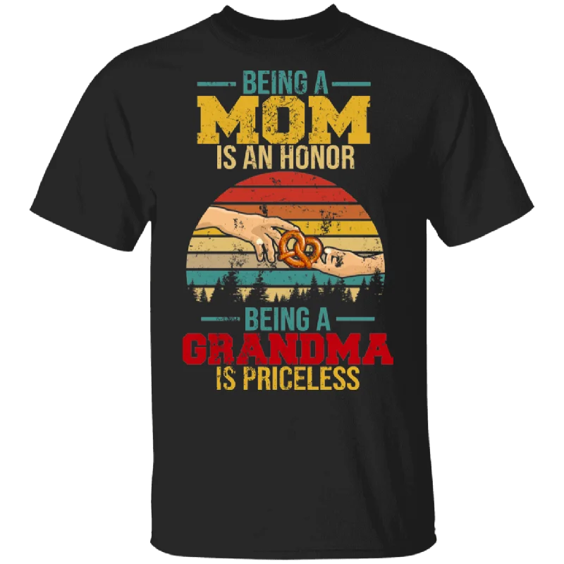 Vintage Retro Being Mom Is An Honor Being Grandma Is Priceless Shirt Matching Women Ladies Mom Grandma Mother's Day Gifts T-Shirt Rayon Fabric Velvet Fabric Corduroy Fabric