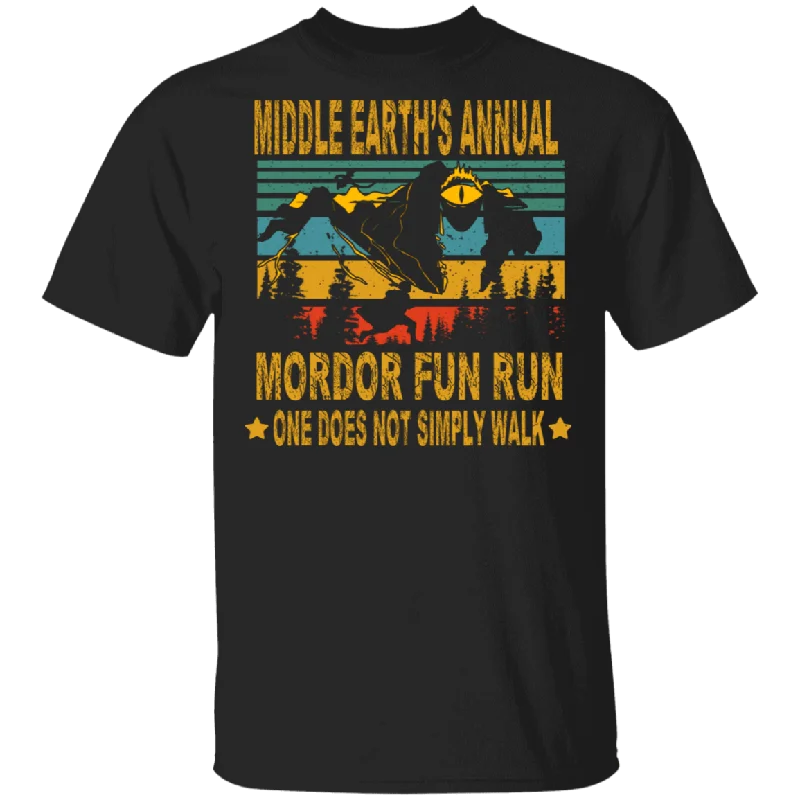 Middle Earth's Annual Mordor Fun Run One Does Not Simply Walk Runner Gifts T-Shirt Rayon Velvet Corduroy