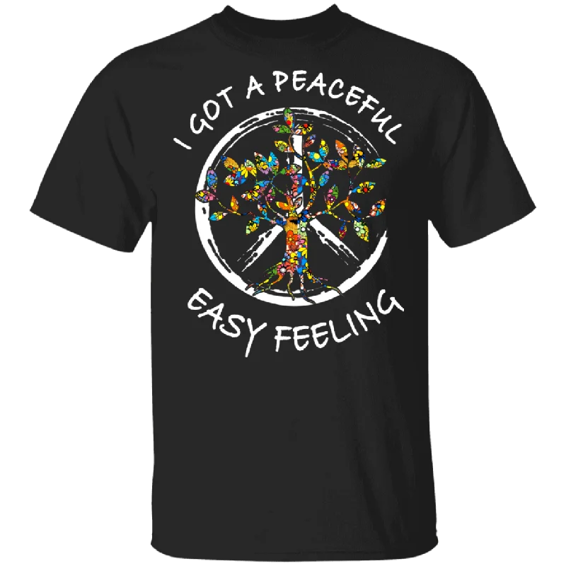 I Got A Peaceful Easy Feeling Peace Sign Floral Hippie Tree Shirt Matching Hippie Lover Men Women Gifts T-Shirt Asymmetrical Pockets Print