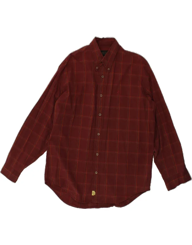 MARLBORO CLASSICS Mens Shirt Large Red Check Casual Formal Business