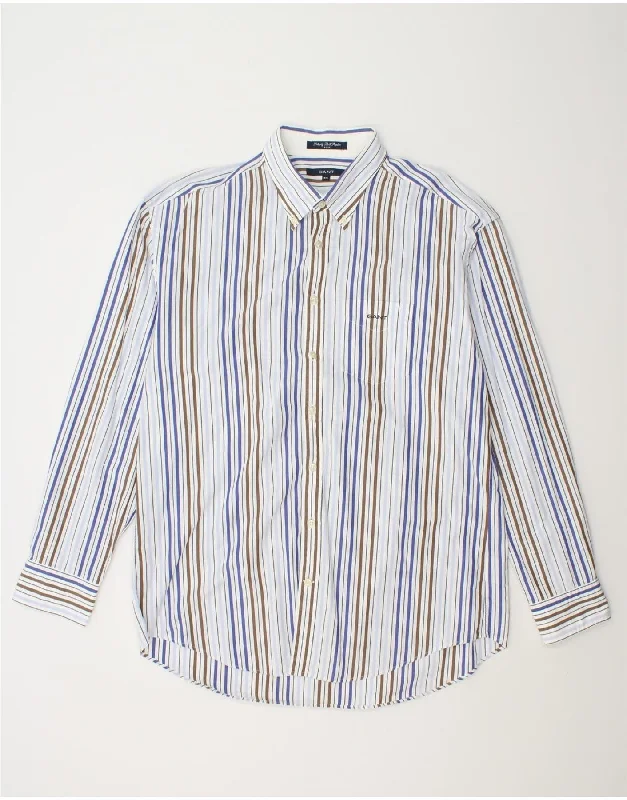 GANT Mens Shirt 2XL Multicoloured Striped Cotton Front Pockets Side Pockets Patch Pockets