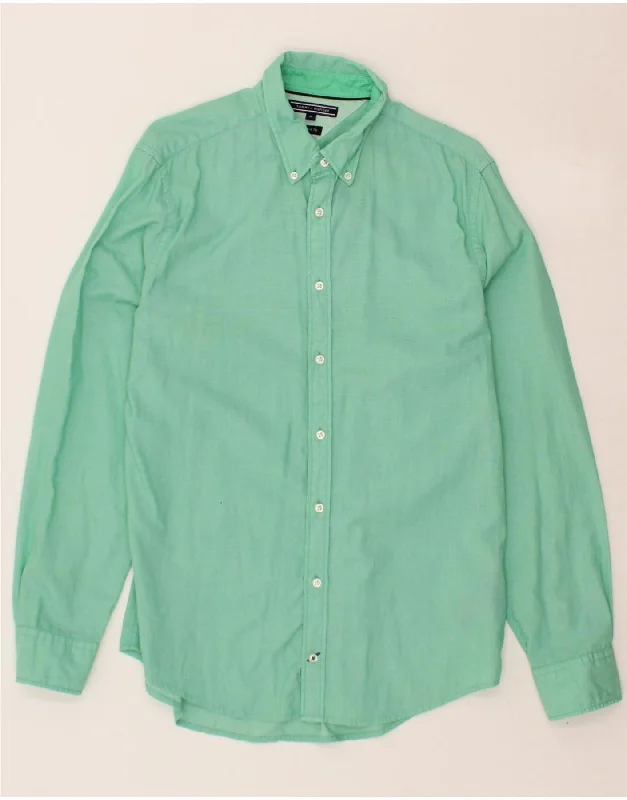 TOMMY HILFIGER Mens New York Fit Shirt Medium Green Cotton Basic T-Shirt Crew Neck Short Sleeve