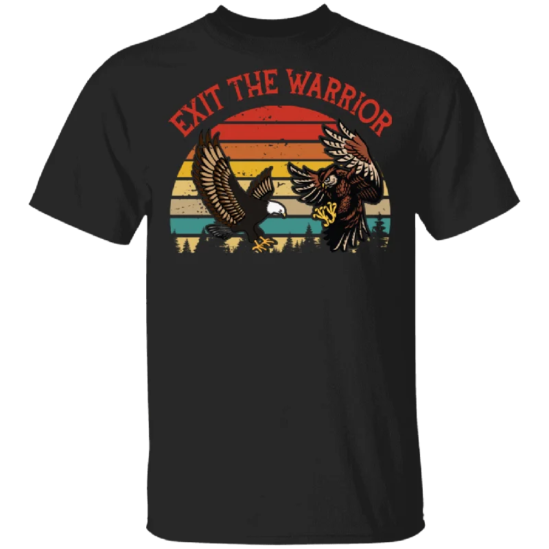 Vintage Retro Exit The Warrior Anry Owl Eagle Bird Lover Gifts T-Shirt Solid Color Striped Floral