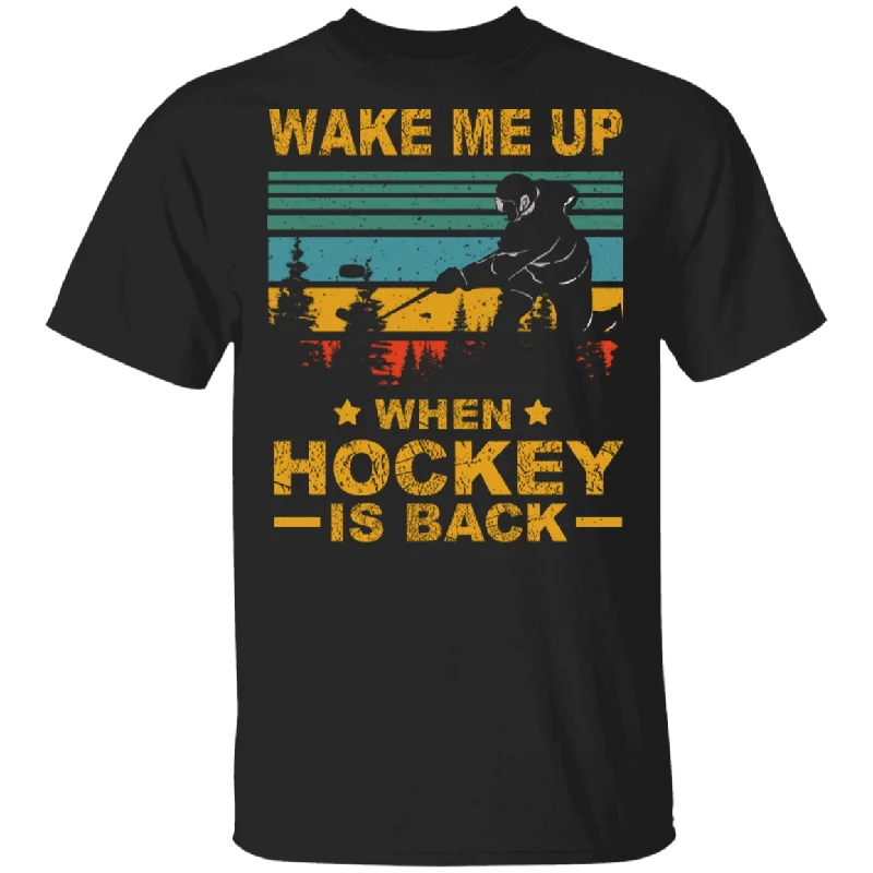 Vintage Square Wake Me Up When Hockey Is Back Funny Hockey Shirt Matching Hockey Player Lover Gifts T-Shirt Lace Blend Ribbed Blend Corduroy Blend