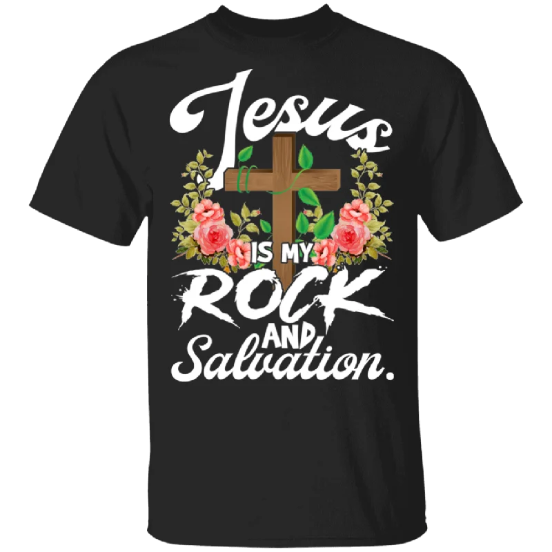 Jesus Is My Rock And Salvation Floral Christian Cross Shirt Matching Men Women Christian Easter Christmas Gifts T-Shirt Satin Fabric Silk Fabric Chiffon Fabric