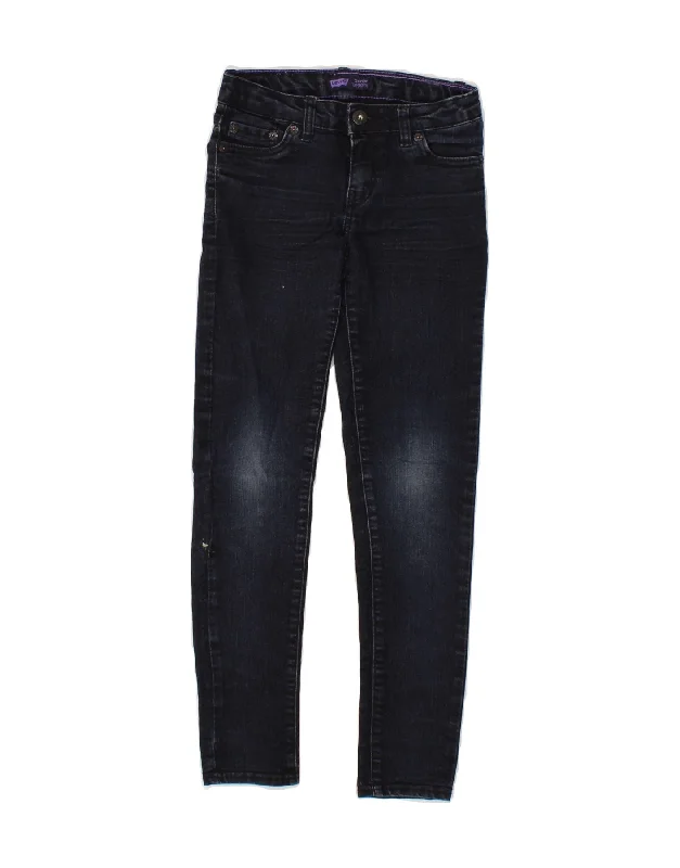 LEVI'S Girls Legging Skinny Jeans 7-8 Years W22 L24 Navy Blue Cotton Trendy Sporty Compression Leggings
