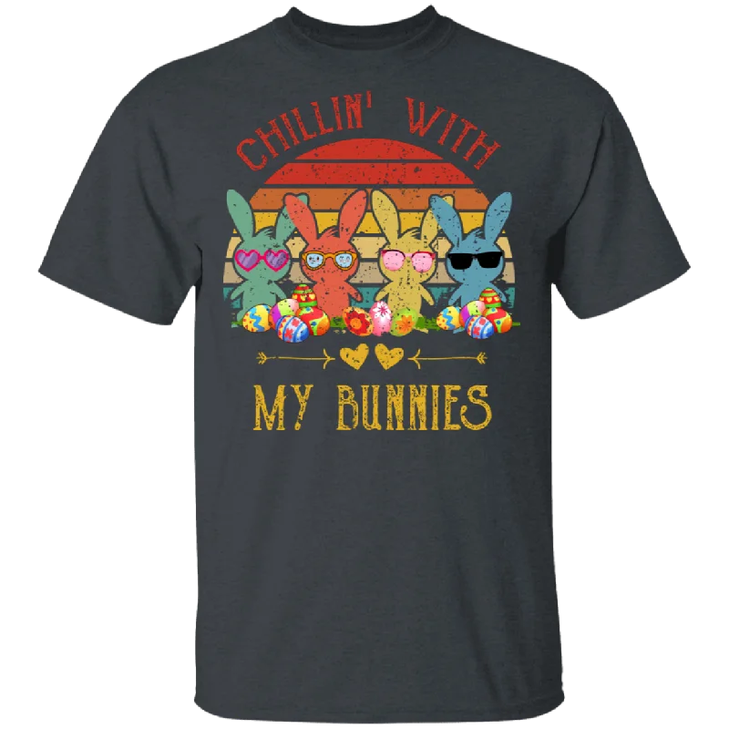Vintage Retro Chillin With My Bunnies Peeps Easter Day Peeps Teacher T-Shirt Elegant Classic Vintage