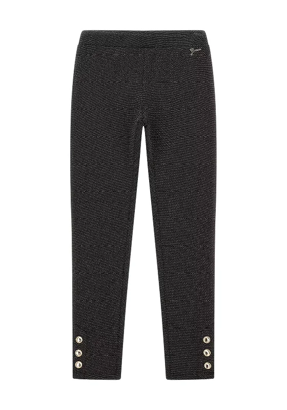 Guess Older Girl Jaquard Legging, Black Casual Slim-Fit Leggings
