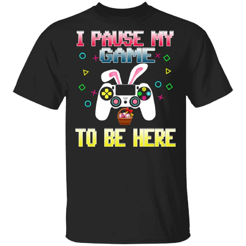 I Paused My Game To Be Here Bunny Game Controller Easter Day T-Shirt Silk Blend Satin Velvet
