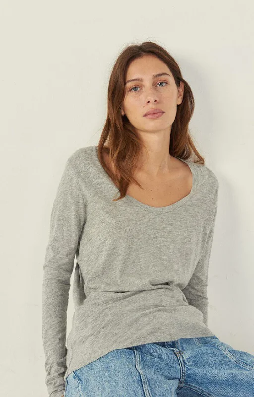 Jacksonville Long Sleeve T-Shirt - Heather Grey Chenille Blend Fleece Blend Nylon Blend