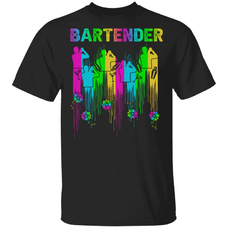 Colorful Bartender Funny Bartender Shirt Matching Drunker Drinker Beer Wine Shaker Margarita Lover Bartender Gifts T-Shirt Lace Blend Ribbed Blend Corduroy Blend