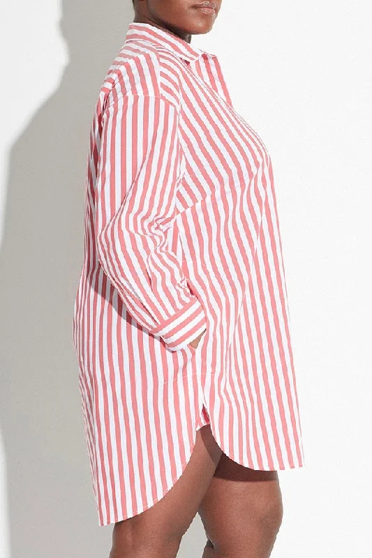 See Rose Go Essential Tunic Shirt - Poppy Stripe Satin Fabric Silk Fabric Chiffon Fabric