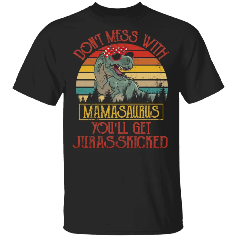 Vintage Retro Don't Mess With Mamasaurus You'll Get Jurasskicked Funny T-Rex Shirt Matching T-Rex Dinosaurs Women Mama Mother's Day Gifts T-Shirt Rayon Fabric Velvet Fabric Corduroy Fabric