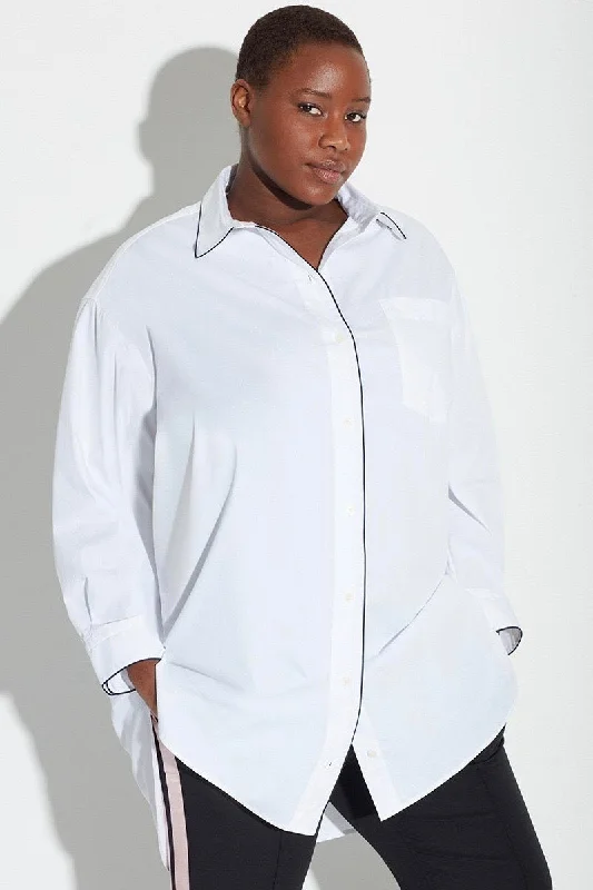See Rose Go Essential Tunic Shirt - White Rayon Fabric Velvet Fabric Corduroy Fabric