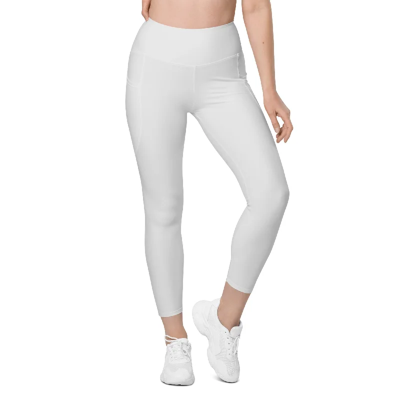 Light Gray Women's Leggings, Solid Color Best Leggings With Pockets For Women - Made in USA/EU/MX Cozy Ribbed Leggings