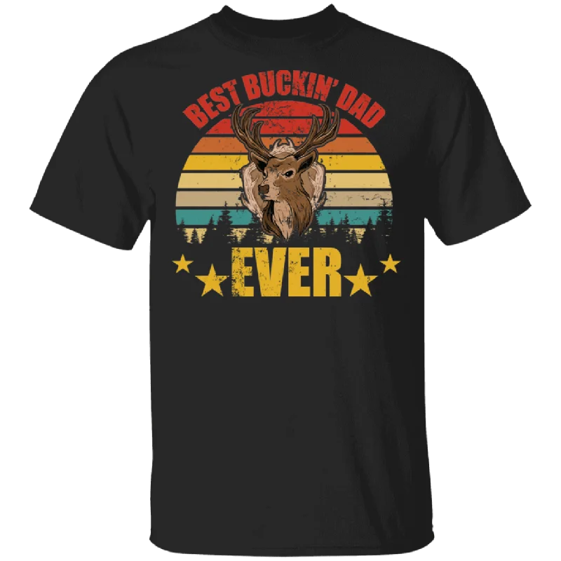 Vintage  Best Buckin' Dad Ever Fathers Day T-Shirt Print Jacquard Patchwork