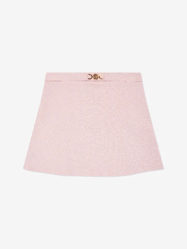 Versace Girls Punto Milano Skirt in Pink silk skirt lustrous