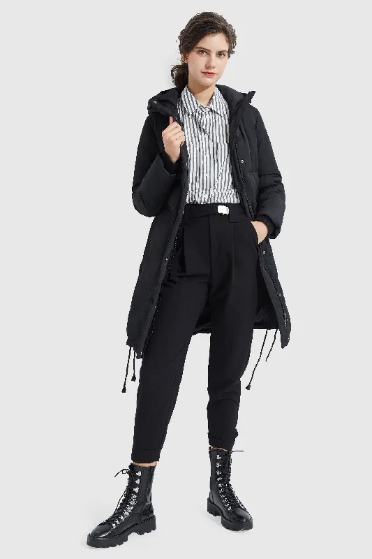 Winter Long Double Snap Hooded Down Jacket Hooded Jacket Caped Jacket Shawl Collar Jacket