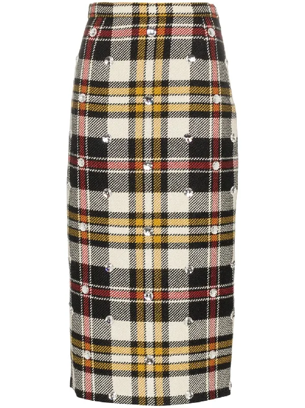 crystal check virgin wool skirt chiffon skirt floaty