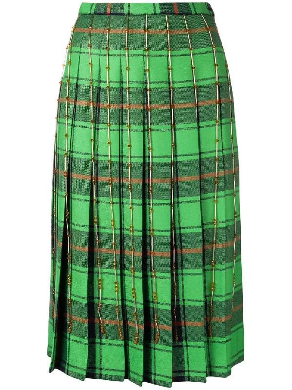 pleated check skirt velvet skirt luxurious